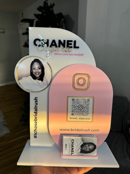 Custom Acrylic QR + Business Card Display Sign