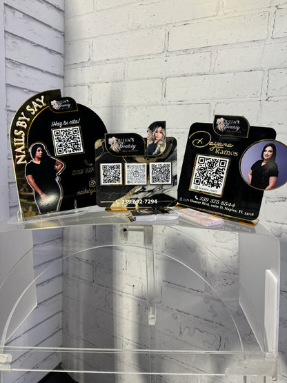 Custom Acrylic QR + Business Card Display Sign