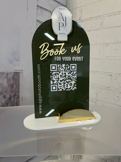 Custom Acrylic QR + Business Card Display Sign
