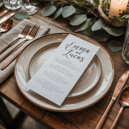 Elegant Menu Cards 3.5 x 8 IN