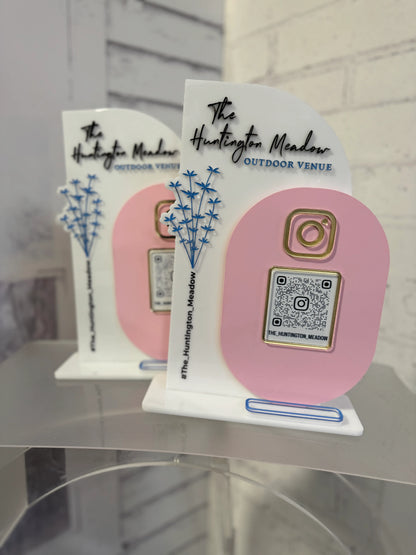 Custom Acrylic QR + Business Card Display Sign